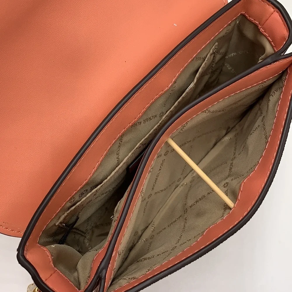 Michael Kors Carmen Small Monogram Flap Crossbody - Sherbert color